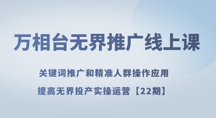 万相台无界推广线上课关键词推广和精准人群操作应用，提高无界投产实操运营【22期】-皮皮网创