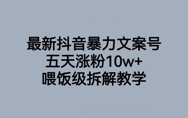 最新抖音暴力文案号，五天涨粉10w+，喂饭级拆解教学-皮皮网创