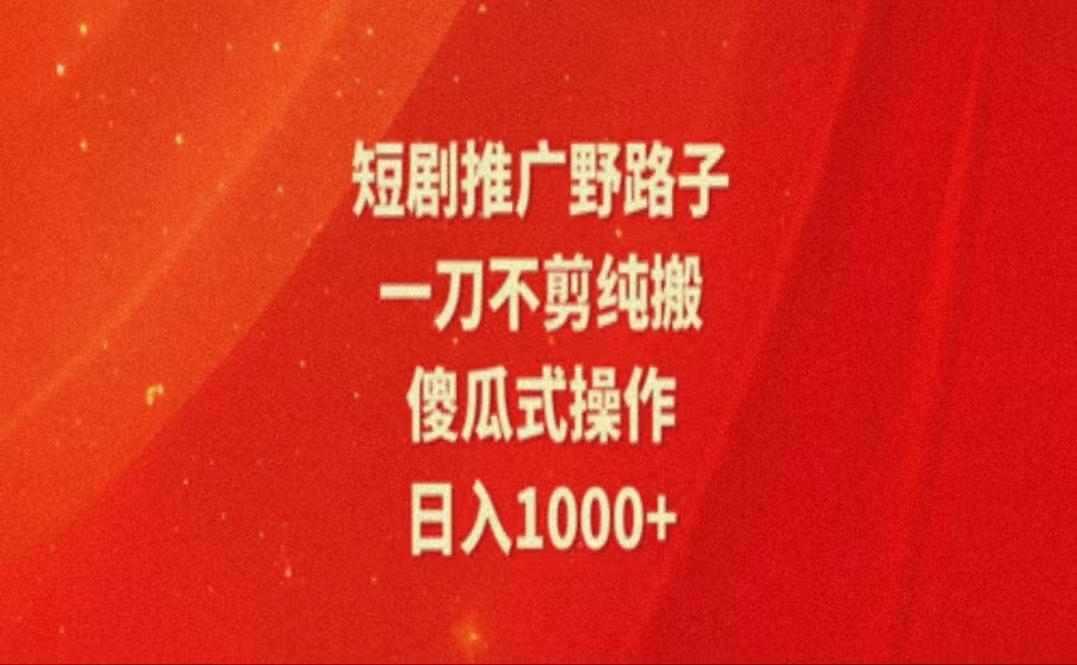 暑假风口项目，短剧推广全新玩法，一刀不剪纯搬运，轻松日入1000+-皮皮网创