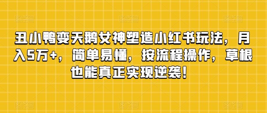 丑小鸭变天鹅女神塑造小红书玩法，月入5万+，简单易懂，按流程操作，草根也能真正实现逆袭！-皮皮网创
