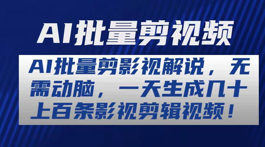 AI批量剪影视解说，无需动脑，一天生成几十上百条影视剪辑视频-皮皮网创