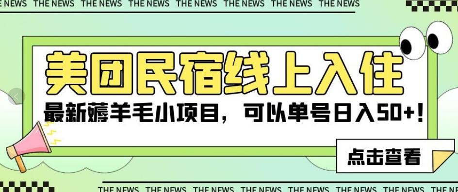 美团民宿线上入住，最新薅羊毛小项目，可以单号日入50+【揭秘】-皮皮网创