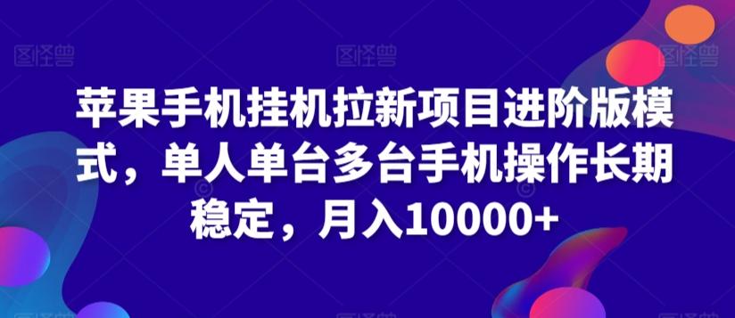 苹果手机挂机拉新项目进阶版模式，单人单台多台手机操作长期稳定，月入10000+【揭秘】-皮皮网创