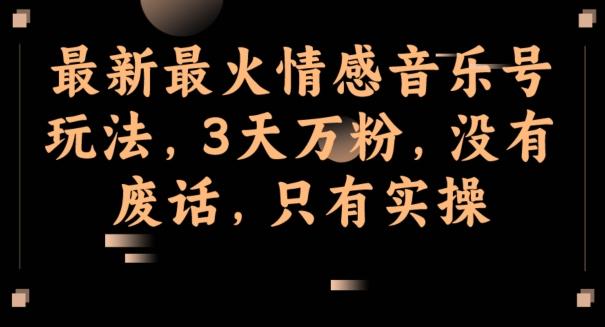 最新最火情感音乐号玩法，3天万粉，没有废话，只有实操-皮皮网创