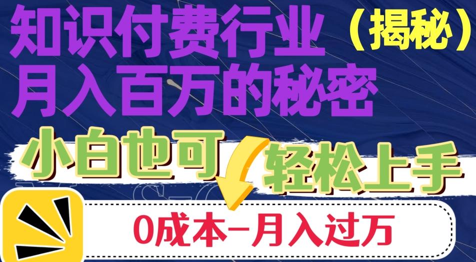揭秘知识付费行业月入百万的秘密，小白也可轻松上手，月入过万-皮皮网创