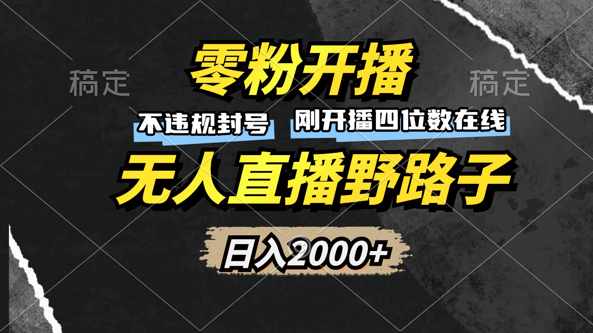 零粉开播，无人直播野路子，日入2000+，不违规封号，躺赚收益！-皮皮网创