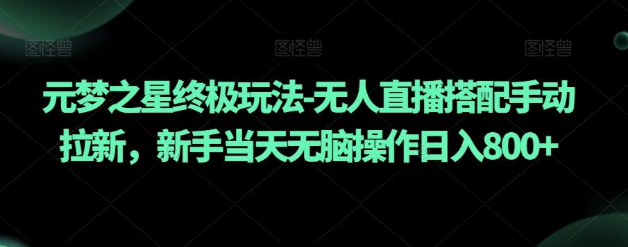 元梦之星终极玩法-无人直播搭配手动拉新，新手当天无脑操作日入800+【揭秘】-皮皮网创