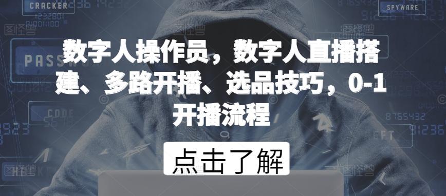 数字人操作员，数字人直播搭建、多路开播、选品技巧，0-1开播流程-皮皮网创
