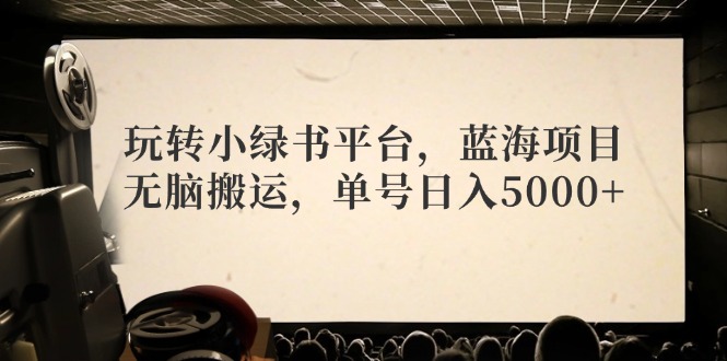 玩转小绿书平台，蓝海项目，无脑搬运，单号日入5000+-皮皮网创