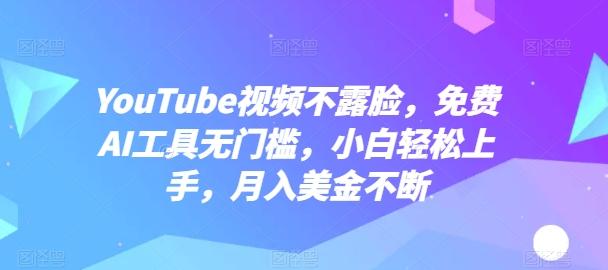 YouTube视频不露脸，免费AI工具无门槛，小白轻松上手，月入美金不断【揭秘】-皮皮网创