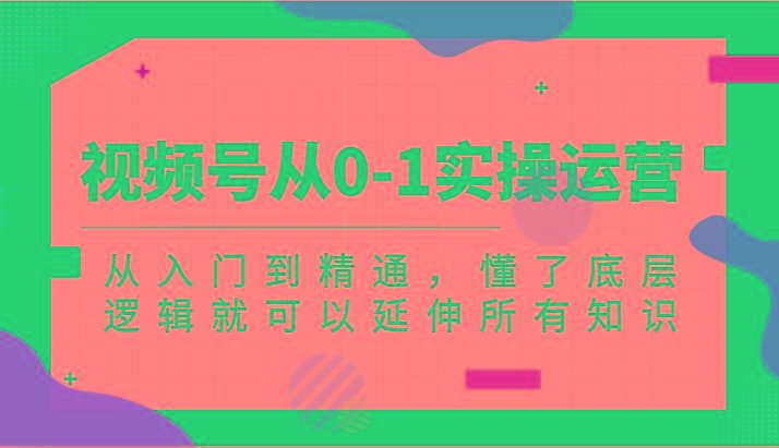 视频号从0-1实操运营，从入门到精通，懂了底层逻辑就可以延伸所有知识(更新2024.7)-皮皮网创