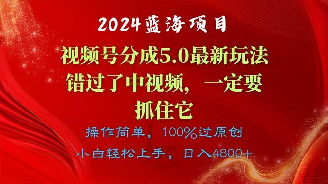 2024蓝海项目，视频号分成计划5.0最新玩法，错过了中视频，一定要抓住…-皮皮网创
