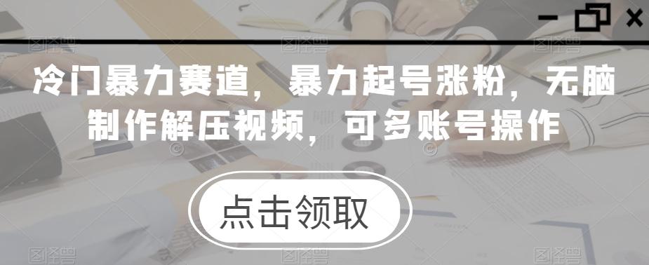 冷门暴力赛道，暴力起号涨粉，无脑制作解压视频，可多账号操作-皮皮网创