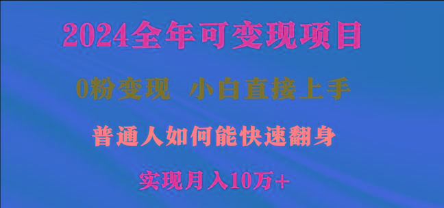 2024全年可变现项目，一天收益至少2000+，小白上手快，普通人就要利用互…-皮皮网创
