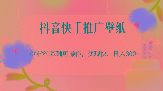 抖音快手推广壁纸，0粉丝0基础可操作，变现快，日入300+-皮皮网创