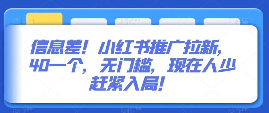 信息差！小红书推广拉新，40一个，无门槛，现在人少赶紧入局！-皮皮网创