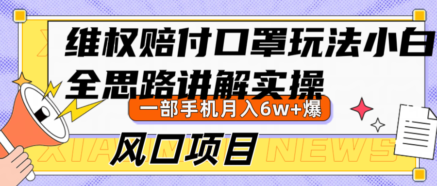 维权赔付口罩玩法，小白也能月入6w+，风口项目实操-皮皮网创