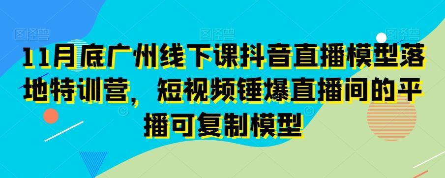 11月底广州线下课抖音直播模型落地特训营，短视频锤爆直播间的平播可复制模型-皮皮网创