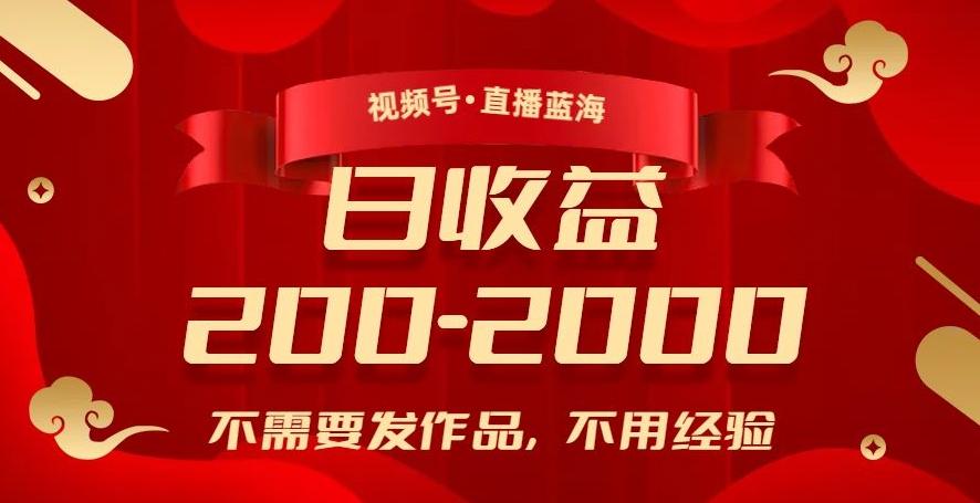 视频号直播蓝海，不需要发作品，不用经验，日入200-2000+【揭秘】-皮皮网创