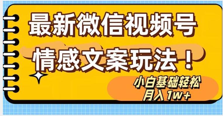 微信视频号情感文案最新玩法，小白轻松月入1万+无脑搬运【揭秘】-皮皮网创