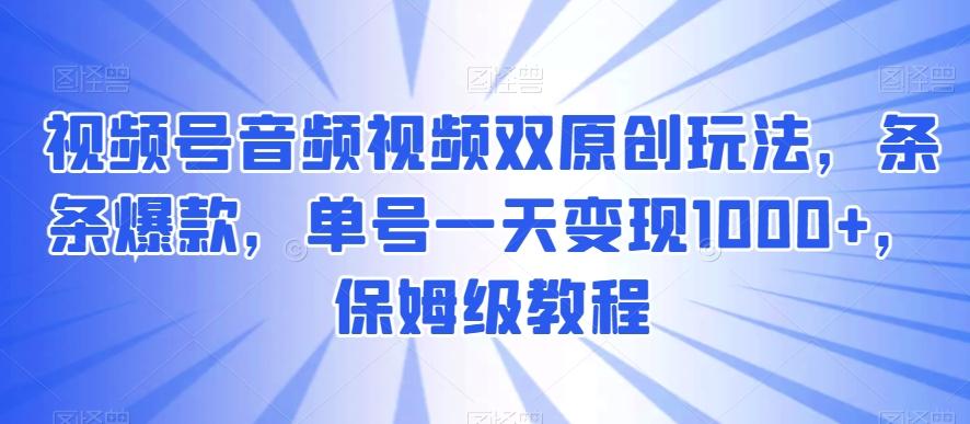 视频号音频视频双原创玩法，条条爆款，单号一天变现1000+，保姆级教程【揭秘】-皮皮网创