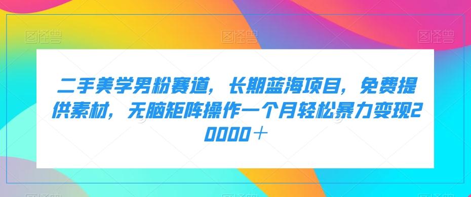 二手美学男粉赛道，长期蓝海项目，无脑矩阵操作一个月轻松暴力变现20000＋-皮皮网创