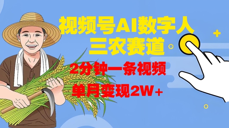 视频号AI数字人玩转三农赛道，2分钟一条视频，单月变现2W+-皮皮网创