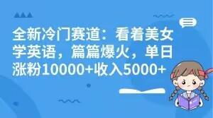 全新冷门赛道：看着美女学英语，篇篇爆火，单日涨粉10000+收入5000+-皮皮网创