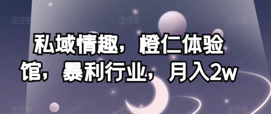 私域情趣，橙仁体验馆，暴利行业，月入2w【揭秘】-皮皮网创