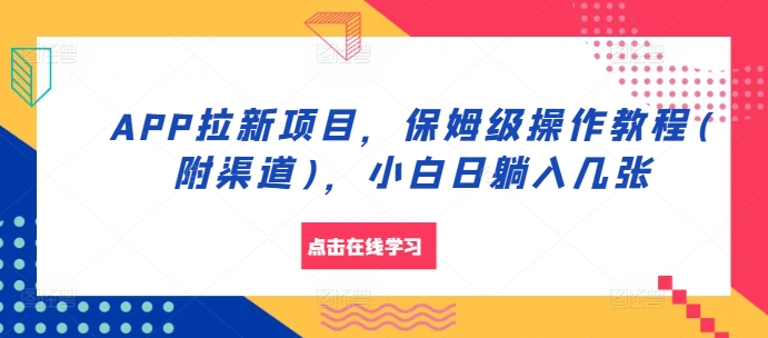 APP拉新项目，保姆级操作教程(附渠道)，小白日躺入几张【揭秘】-皮皮网创