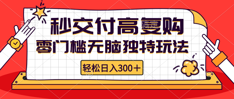 零门槛无脑独特玩法 轻松日入300+秒交付高复购   矩阵无上限-皮皮网创