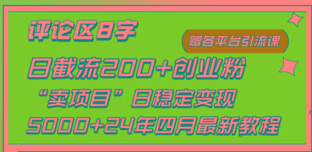 (9851期)评论区8字日载流200+创业粉  日稳定变现5000+24年四月最新教程！-皮皮网创