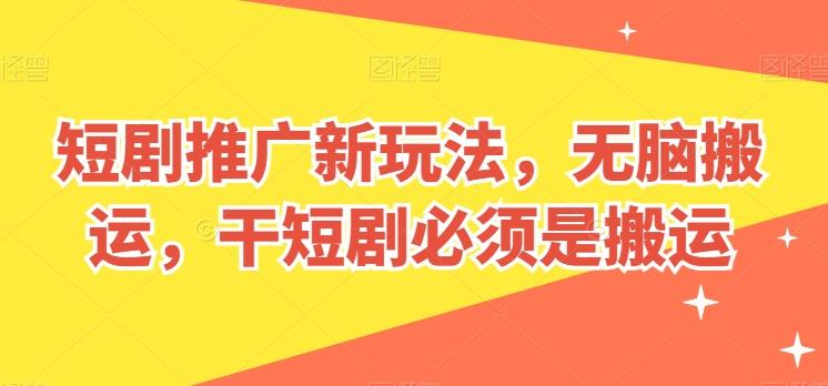短剧推广新玩法，无脑搬运，干短剧必须是搬运【揭秘】-皮皮网创
