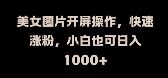 美女图片开屏操作，快速涨粉，小白也可日入1k【揭秘】-皮皮网创