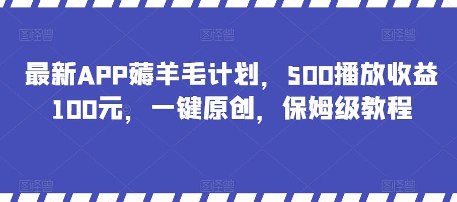 最新APP薅羊毛计划，500播放收益100元，一键原创，保姆级教程-皮皮网创