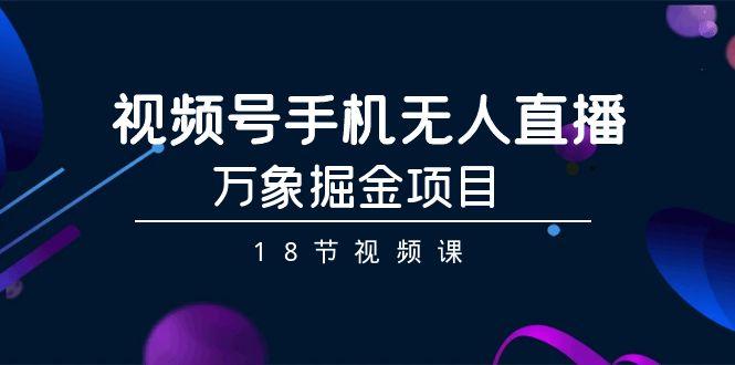 视频号手机无人直播-万象掘金项目(18节视频课)-皮皮网创