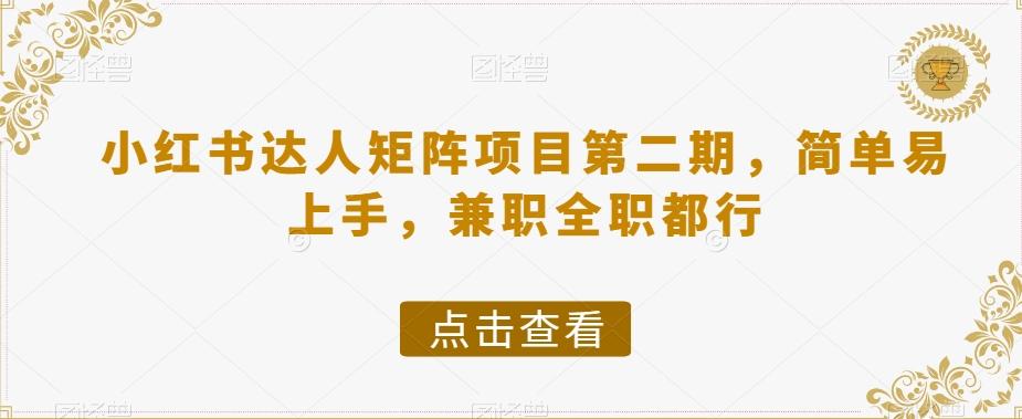 小红书达人矩阵项目第二期，简单易上手，兼职全职都行-皮皮网创