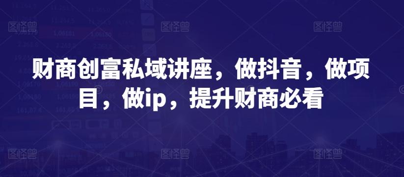 财商创富私域讲座，做抖音，做项目，做ip，提升财商必看-皮皮网创