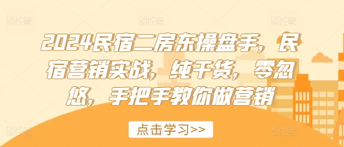 2024民宿二房东操盘手，民宿营销实战，纯干货，零忽悠，手把手教你做营销-皮皮网创