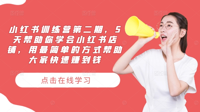 小红书训练营第二期，5天帮助你学会小红书店铺，用最简单的方式帮助大家快速赚到钱-皮皮网创