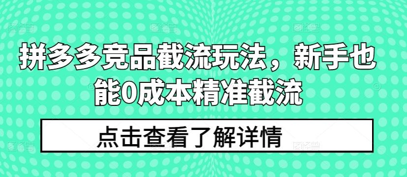拼多多竞品截流玩法，新手也能0成本精准截流-皮皮网创