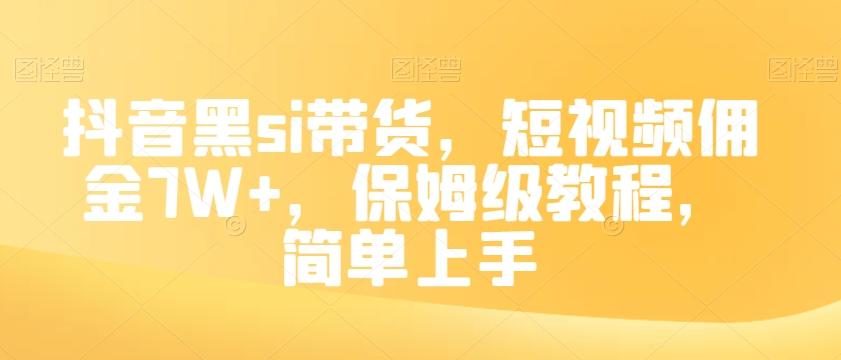 抖音黑si带货，短视频佣金7W+，保姆级教程，简单上手【揭秘】-皮皮网创