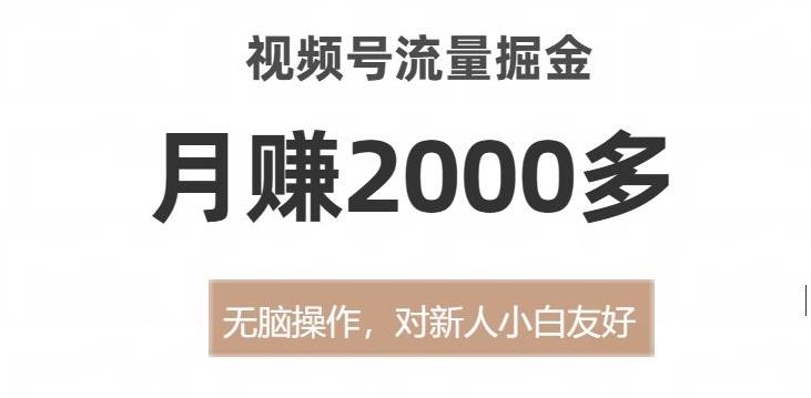视频号流量掘金，无脑操作，对新人小白友好，月赚2000多【揭秘】-皮皮网创