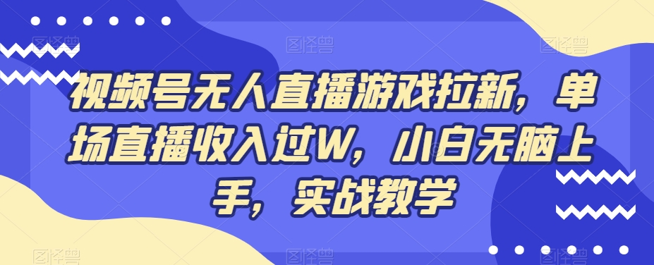 视频号无人直播游戏拉新，单场直播收入过W，小白无脑上手，实战教学-皮皮网创