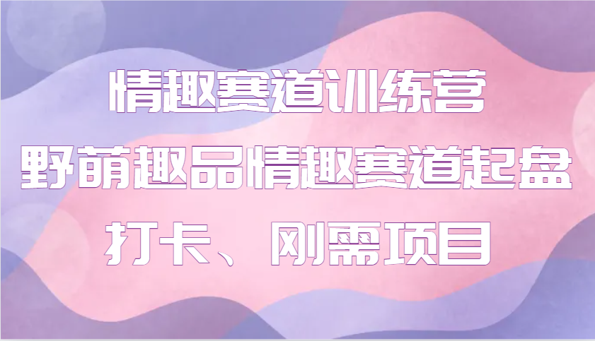 图片[1]-情趣赛道训练营 野萌趣品情趣赛道起盘打卡、刚需项目-皮皮网创