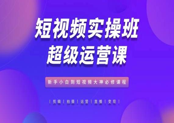短视频实操班超级运营课，新手小白到短视频大神必修课程-皮皮网创