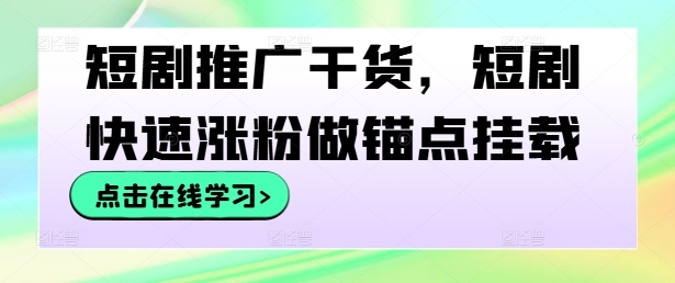 短剧推广干货，短剧快速涨粉做锚点挂载-皮皮网创
