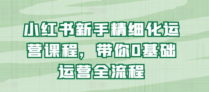 小红书新手精细化运营课程，带你0基础运营全流程-皮皮网创