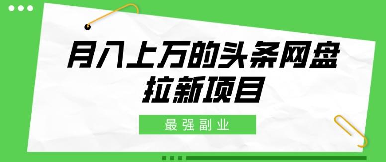 最强副业，月入上万的头条网盘拉新项目，小白新手轻松上手-皮皮网创