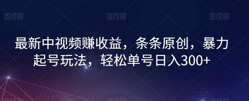 最新中视频赚收益，条条原创，暴力起号玩法，轻松单号日入300+【揭秘】-皮皮网创